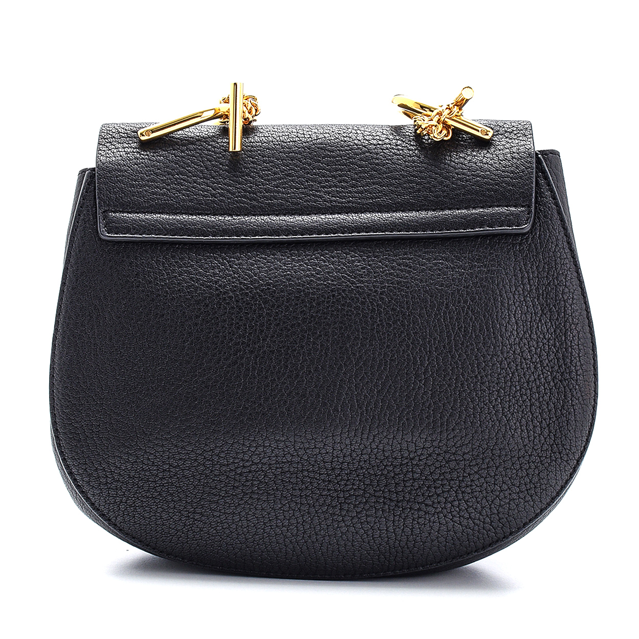 Chloe - Black Grained Calfskin Leather Medium Drew Bag